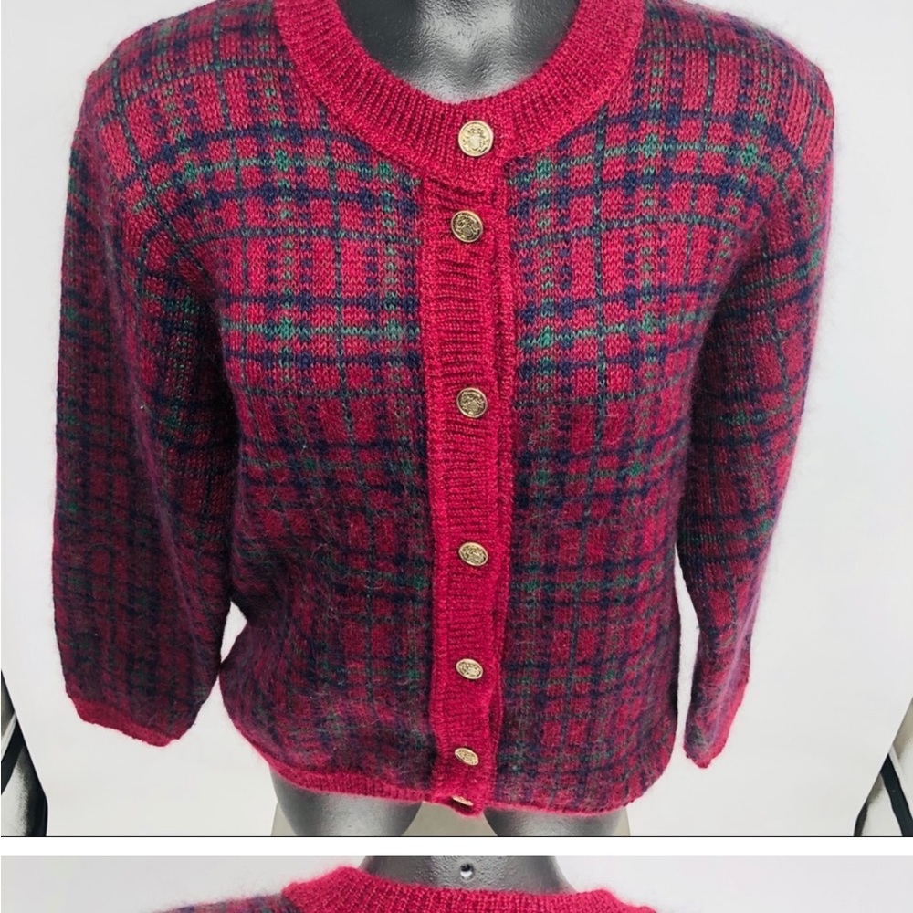 Vintage Edinburgh mohair blend holiday cardigan Small